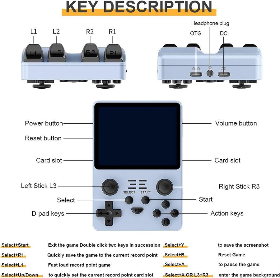 POWKIDDY RGB20S CONSOLA PORTATIL - PANTALLA IPS - 128GB - 20.000 JUEGOS - CELESTE