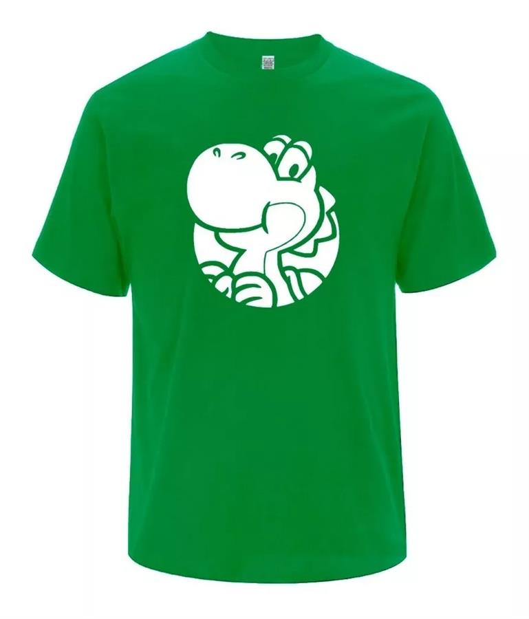 REMERA MARIO BROS YOSHI VERDE BRILLAN EN LA OSCURIDAD TALLE 12 PEQUES