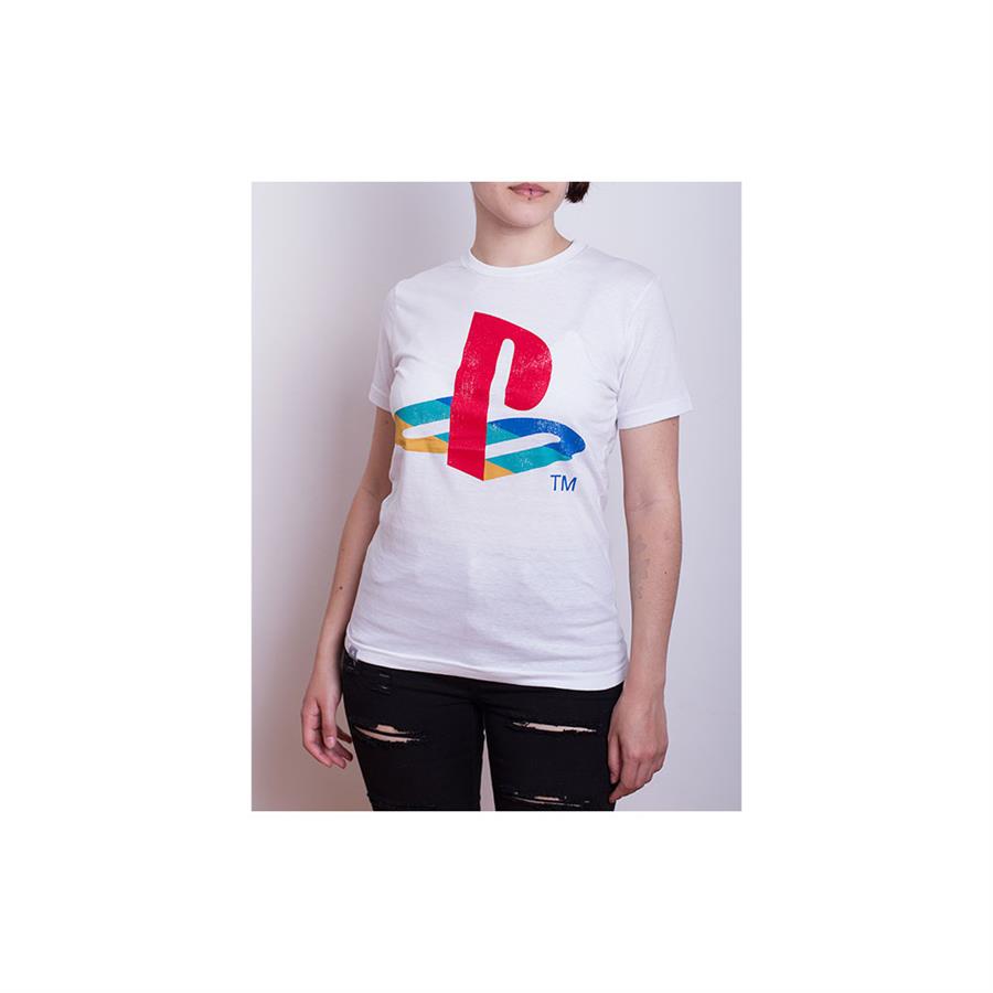 REMERA PLAYSTATION RETRO COLORS MUJER BLANCA XS