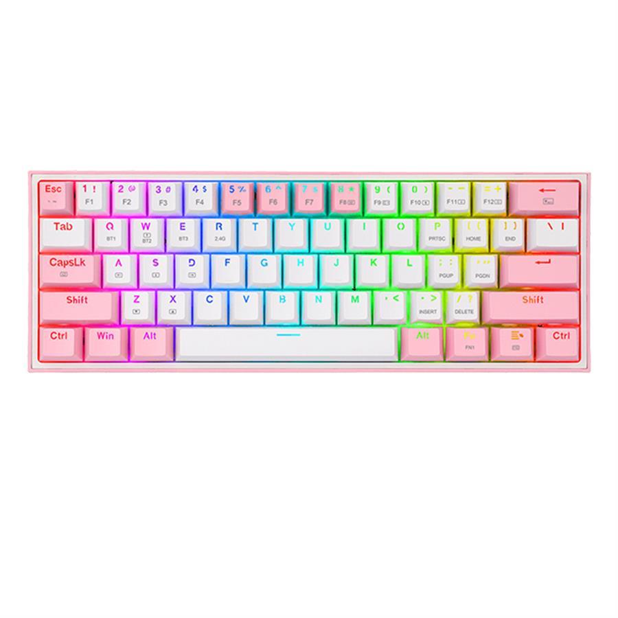 REDRAGON TECLADO GAMER MECANICO FIZZ PRO K616-RGB WHITE/PINK - RED SWITCH