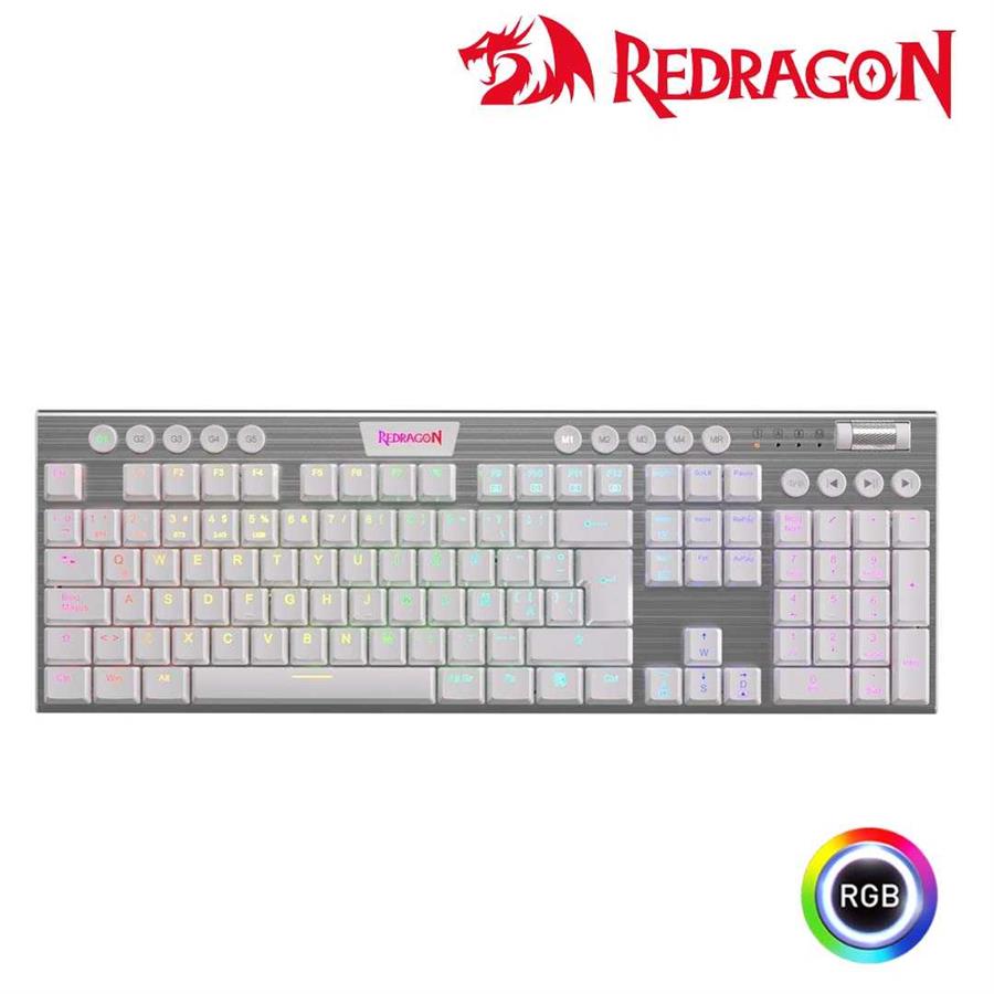 REDRAGON TECLADO MECANICO HORUS FS WIRED K619W-RGB WHITE - RED SWITCH