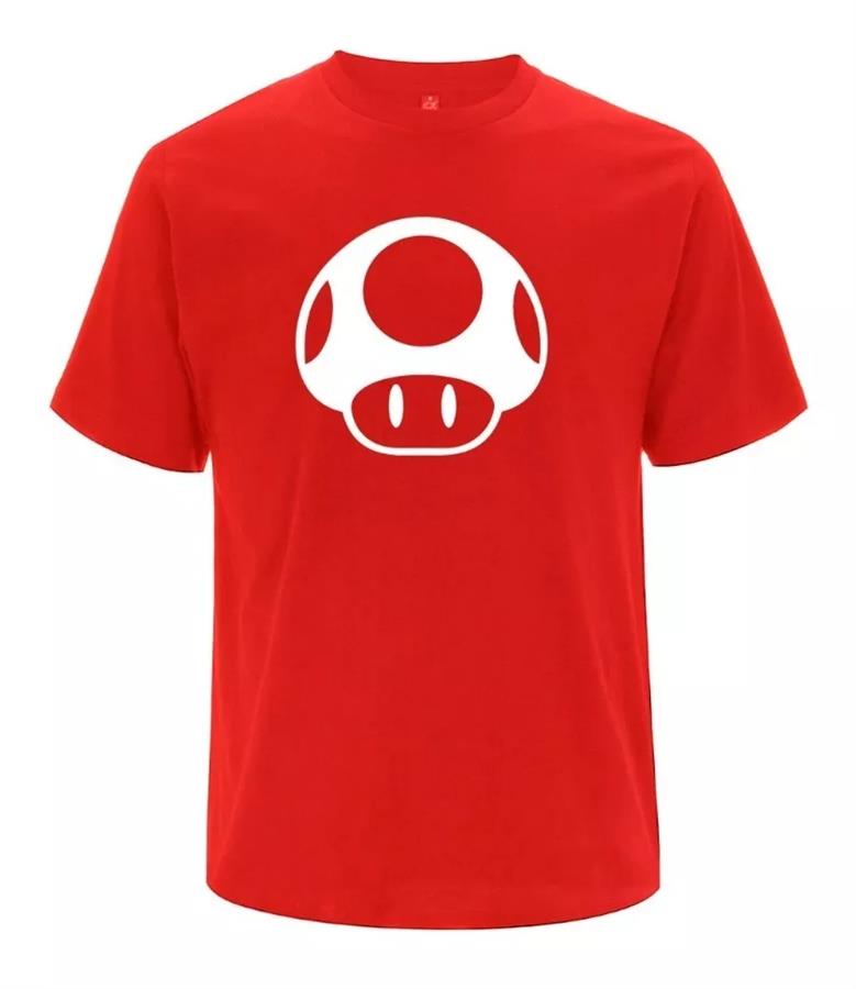 REMERA MARIO BROS TOAD ROJA BRILLAN EN LA OSCURIDAD TALLE 5-XL ADULTO