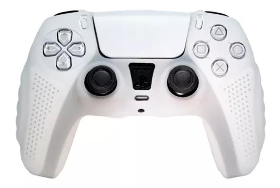 GENERICA FUNDA JOYSTICK PS5 SILICONA BLANCA CON CELDAS DE AGARRE