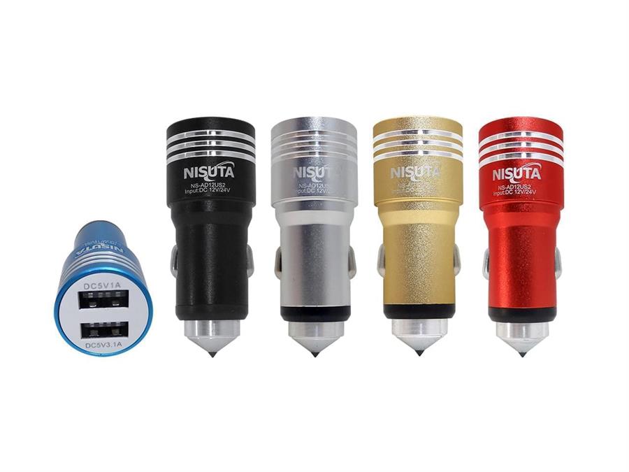 NISUTA CARGADOR USB DOBLE PARA AUTO 12/24V 3.0 NS-AD12US2Q