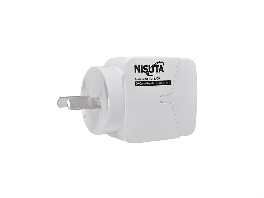 NISUTA FUENTE DE ALIMENTACION 1 PUERTO USB Y 1 PUERTO USB C C/ CABLE LIGHTNING NSFU53UQPI