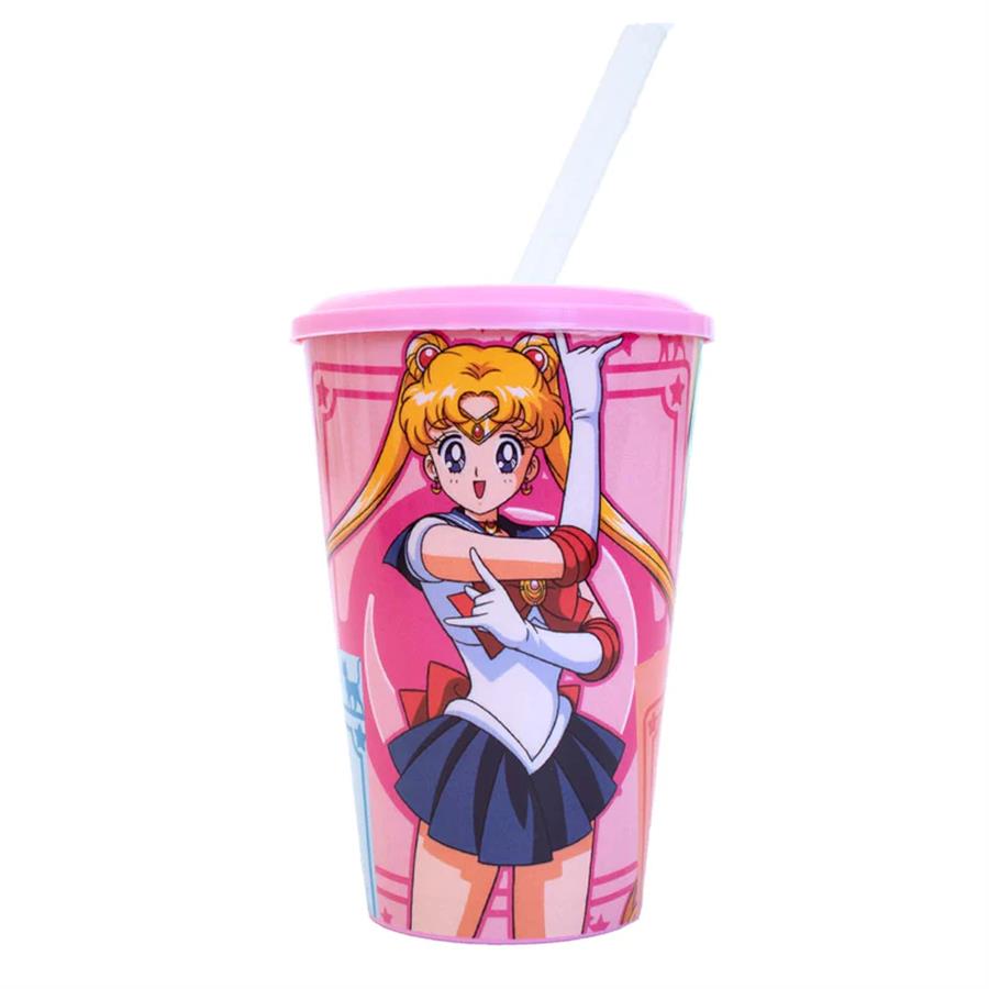 VASO PLASTICO CON TAPA SAILOR MOON
