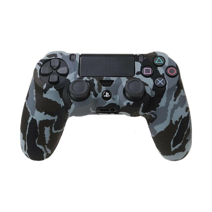 GENERICA FUNDA JOYSTICK PS4 SILICONA CAMUFLADA NEGRO Y GRIS