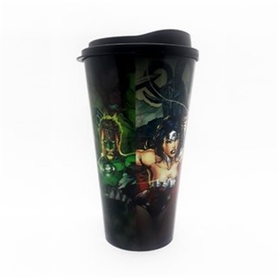VASO PLASTICO CON TAPA DC COMICS LIGA DE LA JUSTICIA