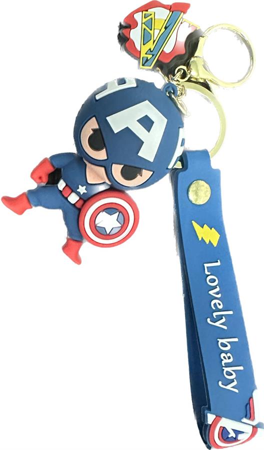 LLAVERO MARVEL CAPITAN AMERICA MODELOS VARIOS GOMA 3D CON CORREA