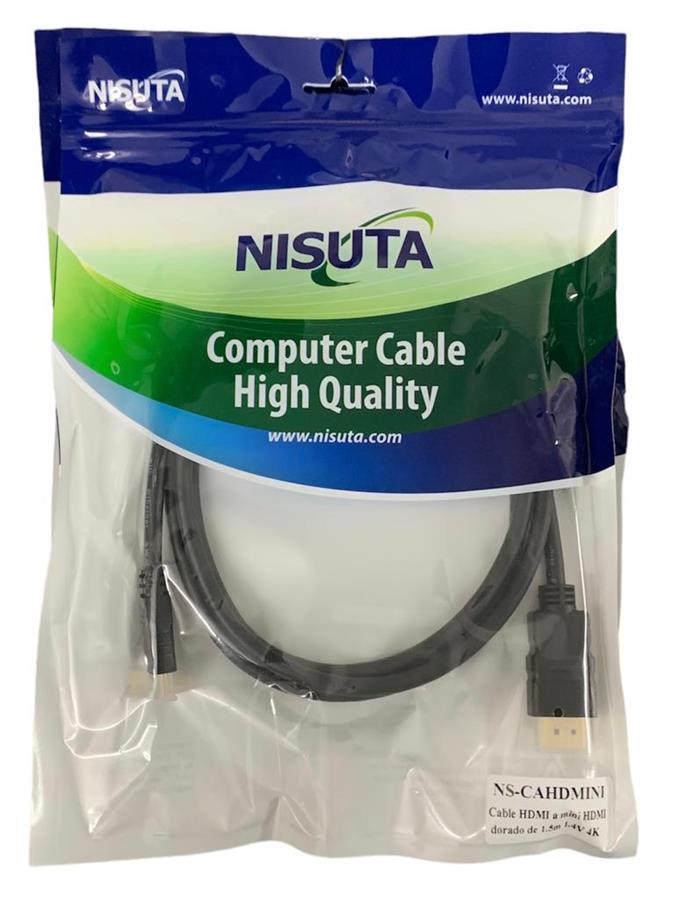 NISUTA CABLE HDMI A MINI HDMI DORADO DE 1.5M 1.4V 4K NS-CAHDMINI OF.