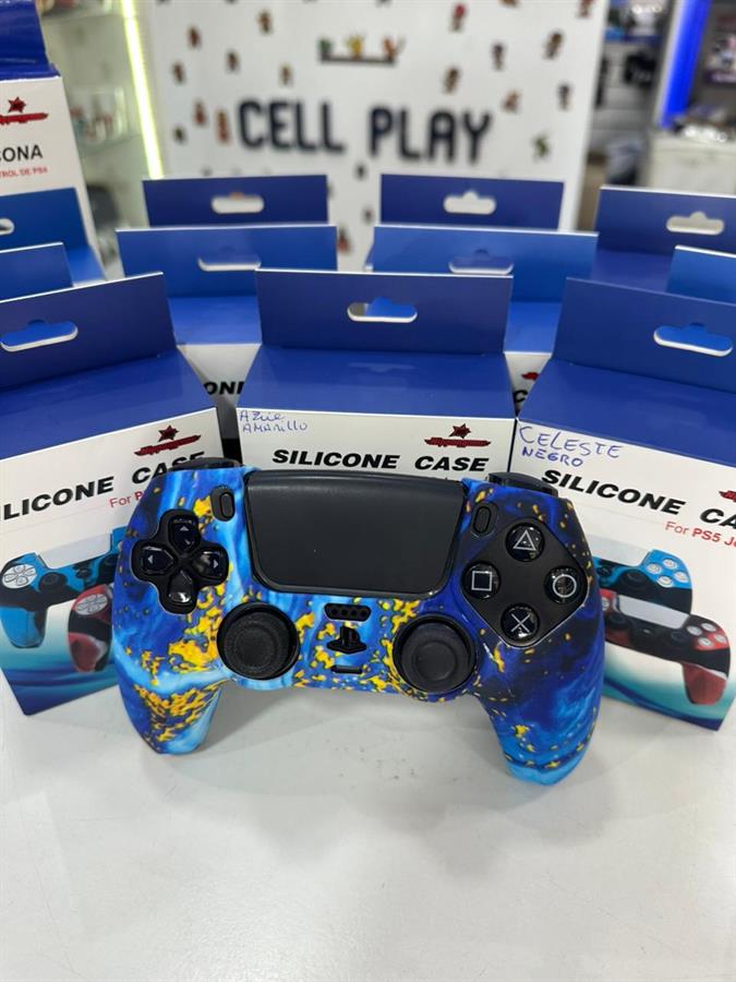 NIPPONGAME FUNDA JOYSTICK PS5 SILICONA AZUL Y AMARILLO