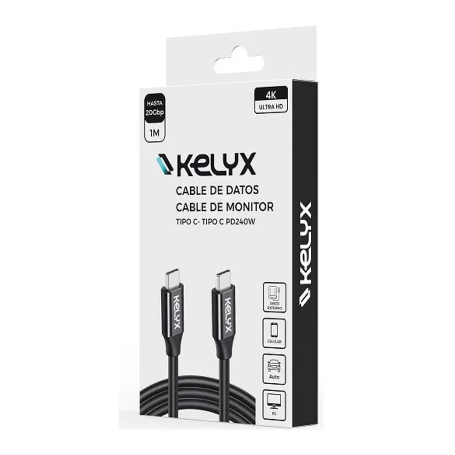 KELYX CABLE DE DATOS TIPO C A TIPO C PS240W 1 M 4K ULTRA HD