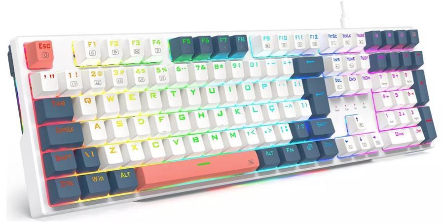 REDRAGON TECLADO MECANICO WIRED TRUNDLE K668WBO-RGB-SP