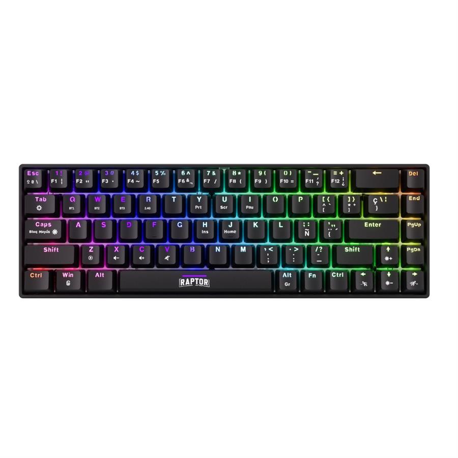 RAPTOR TECLADO FIRECLAW MECANICO SWITCH RED OUTEMU M68 60% WIRELESS/BT