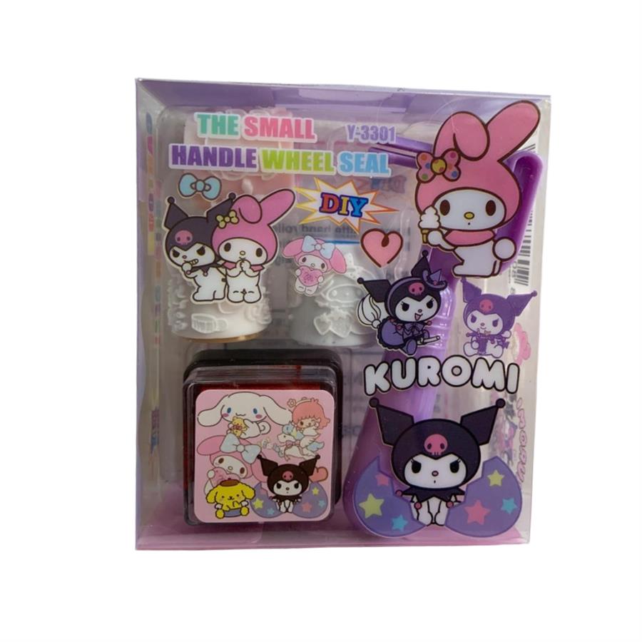 KUROMI SET DE 3 SELLOS CON RODILLO Y TINTA