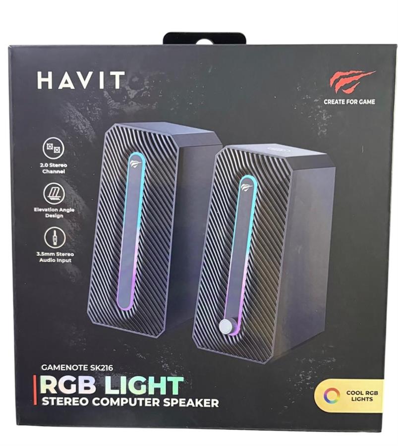 HAVIT PARLANTE STEREO COMPUTER RGB LIGHTS SK216-BK NEGRO