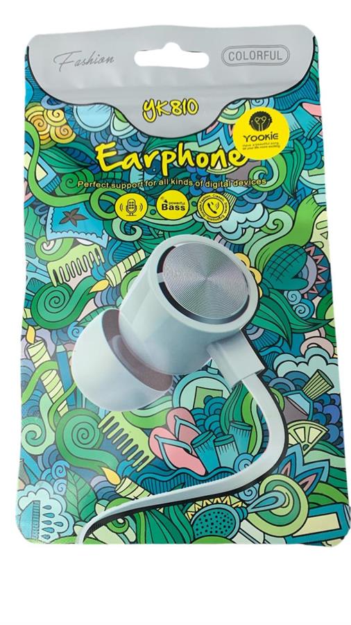 YOOKIE AURICULAR COLORFUL EN SOBRE YK810 BLANCO/PLATA